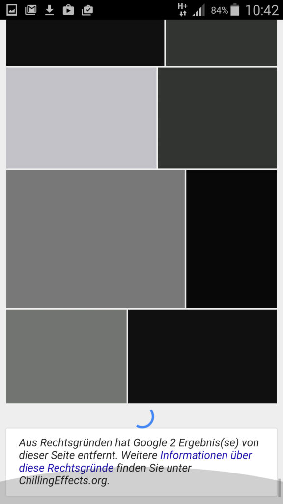 Bilrschirmfoto mit grau,schwarzen Flächen und einem Google Verweis